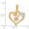 Lex & Lu 14k Yellow & Rose Gold w/Rhodium Polished Three Hearts Pendant - 4 - Lex & Lu