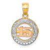 Lex & Lu 14k Two-tone Gold w/White Rhodium CZ 15 Pendant - Lex & Lu