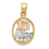 Lex & Lu 14k Two-tone Gold w/White Rhodium CZ 15 Anos Pendant - Lex & Lu