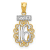 Lex & Lu 14k Yellow Gold w/Rhodium Sweet 16 w/Filigree Pendant - Lex & Lu