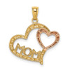 Lex & Lu 14k Yellow & Rose Gold w/Rhodium DC Mom in Heart w/Heart Pendant - 3 - Lex & Lu