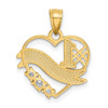 Lex & Lu 14k Yellow Gold w/Rhodium CZ #1 Daughter Heart Pendant - 3 - Lex & Lu