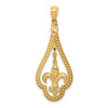 Lex & Lu 14k Yellow Gold D/C Polished Fleur de Lis Dangle Pendant - Lex & Lu