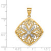 Lex & Lu 14k Yellow Gold w/Rhodium D/C Polished Fancy Square Charm LAL102296 - 3 - Lex & Lu