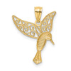 Lex & Lu 14k Yellow Gold & Rhodium Polished Hummingbird Filigree Wings Pendant - 3 - Lex & Lu