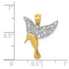 Lex & Lu 14k Yellow Gold & Rhodium Polished Hummingbird Filigree Wings Pendant - 4 - Lex & Lu