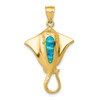 Lex & Lu 14k Yellow Gold Polished w/Created Blue Opal Stingray Pendant - Lex & Lu