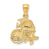 Lex & Lu 14k Yellow Gold Satin D/C Marine Life Pendant - 3 - Lex & Lu