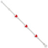 Lex & Lu Sterling Silver Enamel Red Heart Bracelet 6'' - 2 - Lex & Lu