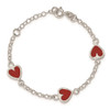 Lex & Lu Sterling Silver Enamel Red Heart Bracelet 6'' - 4 - Lex & Lu