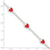 Lex & Lu Sterling Silver Enamel Red Heart Bracelet 6'' - 5 - Lex & Lu