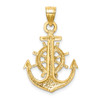 Lex & Lu 14k Yellow Gold Satin D/C Anchor Pendant - 3 - Lex & Lu