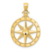 Lex & Lu 14k Yellow Gold D/C Polished & Satin Compass Pendant - Lex & Lu