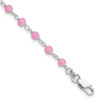Lex & Lu Sterling Silver Pink Glass Bead w/Heart Anklet 9'' - Lex & Lu