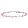 Lex & Lu Sterling Silver Pink Glass Bead w/Heart Anklet 9'' - 4 - Lex & Lu