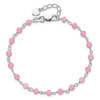 Lex & Lu Sterling Silver Pink Glass Bead w/Heart Anklet 9'' - 5 - Lex & Lu