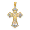 Lex & Lu 14k Yellow Gold w/Rhodium Polished D/C Filigree Cross Pendant LAL102519 - Lex & Lu