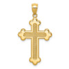 Lex & Lu 14k Yellow Gold Satin & Polished Budded Cross Pendant LAL102599 - Lex & Lu