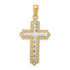 Lex & Lu 14k Yellow Gold w/Rhodium D/C Budded Cross Pendant - Lex & Lu