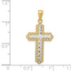 Lex & Lu 14k Yellow Gold w/Rhodium D/C Budded Cross Pendant - 3 - Lex & Lu