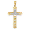 Lex & Lu 14k Yellow Gold w/White Rhodium Polished D/C Dove Cross Pendant - Lex & Lu