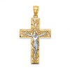 Lex & Lu 14k Two-tone Gold Satin & Polished D/C Crucifix w/Vines Pendant - Lex & Lu