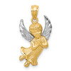 Lex & Lu 14k Yellow Gold w/Rhodium D/C Praying Angel Pendant - Lex & Lu