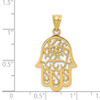 Lex & Lu 14k Yellow Gold Polished Filigree Hamsa Pendant - 3 - Lex & Lu