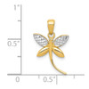 Lex & Lu 14k Yellow Gold w/Rhodium D/C and Polished Dragonfly Pendant - 4 - Lex & Lu