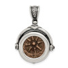 Lex & Lu Sterling Silver & Bronze Antiqued Widows Mite Coin Pendant LAL102786 - Lex & Lu