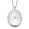 Lex & Lu Sterling Silver 26mm Diamond Oval Locket 18'' - Lex & Lu