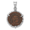 Lex & Lu Sterling Silver Antiqued Roman Bronze Constantine I Coin Pendant - Lex & Lu
