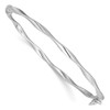 Lex & Lu Sterling Silver w/Rhodium Polished Twisted Hinged Bangle LAL102858 - Lex & Lu