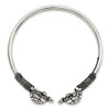 Lex & Lu Sterling Silver Polished Antiqued Turtle Flexible Bangle - 2 - Lex & Lu