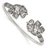 Lex & Lu Sterling Silver Polished Antiqued Filigree Elephants Flexible Bangle - Lex & Lu