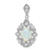 Lex & Lu Sterling Silver Created Opal & CZ Pendant - Lex & Lu