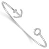 Lex & Lu Sterling Silver w/Rhodium CZ Anchor Slip-on Cuff Bangle Bracelet - Lex & Lu