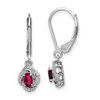 Lex & Lu Sterling Silver Diamond & Created Ruby Earrings LAL103235 - Lex & Lu