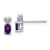 Lex & Lu Sterling Silver Amethyst & Diamond Earrings LAL103300 - Lex & Lu