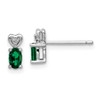Lex & Lu Sterling Silver Created Emerald & Diamond Earrings LAL103305 - Lex & Lu
