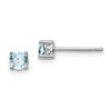 Lex & Lu Sterling Silver 4mm Round Aquamarine Post Earrings - Lex & Lu