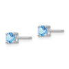 Lex & Lu Sterling Silver 4mm Round Aquamarine Post Earrings - 2 - Lex & Lu