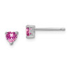 Lex & Lu Sterling Silver 4mm Heart Created Pink Sapphire Post Earrings - Lex & Lu