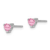 Lex & Lu Sterling Silver 4mm Heart Created Pink Sapphire Post Earrings - 2 - Lex & Lu