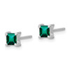 Lex & Lu Sterling Silver 4mm Princess Created Emerald Post Earrings - 2 - Lex & Lu