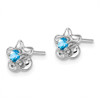 Lex & Lu Sterling Silver w/Rhodium Floral Blue Topaz Post Earrings LAL103381 - 2 - Lex & Lu