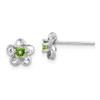 Lex & Lu Sterling Silver w/Rhodium Floral Peridot Post Earrings LAL103385 - Lex & Lu
