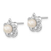 Lex & Lu Sterling Silver w/Rhodium Floral FWC Pearl Post Earrings - 2 - Lex & Lu