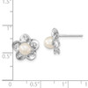 Lex & Lu Sterling Silver w/Rhodium Floral FWC Pearl Post Earrings - 4 - Lex & Lu