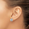Lex & Lu Sterling Silver w/Rhodium Floral Aquamarine Post Earrings - 3 - Lex & Lu